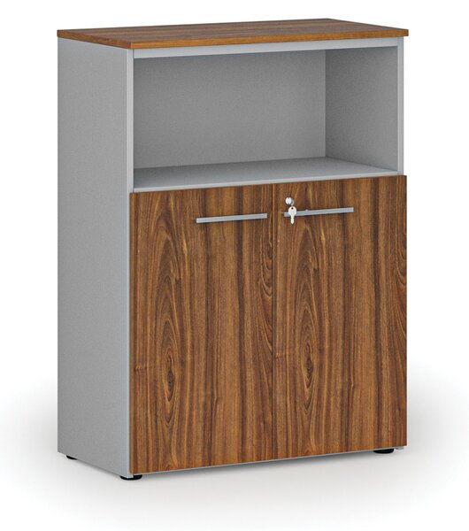 Szafa biurowa kombinowana PRIMO GRAY, 800 x 420 x 1087 mm, szary/orzech