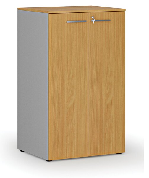 Szafa biurowa z drzwiami PRIMO GRAY, 3 półki, 800 x 640 x 1335 mm, szary/buk