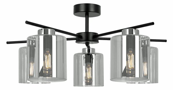 Lampa sufitowa z pięcioma kloszami grafitowa B2-G70
