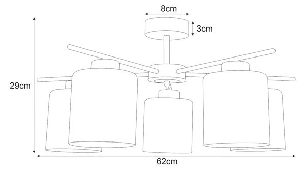 Lampa sufitowa z pięcioma kloszami grafitowa B2-G70