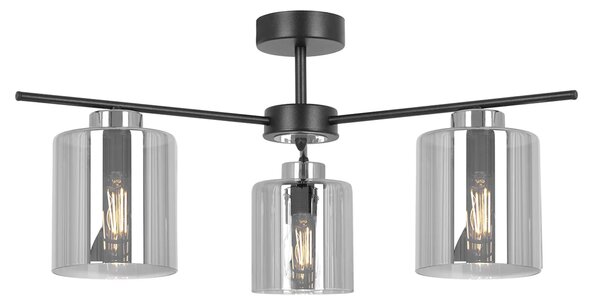 Lampa sufitowa z trzema kloszami grafitowa B7-P83