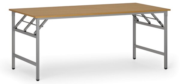Stół konferencyjny FAST READY, 180x90 cm, szaro-srebrna podstawa, buk