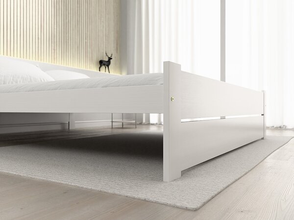 Łóżko IKAROS DOUBLE 160 x 200 cm, białe Stelaż: Ze stelażem listwowym rolowanym, Materac: Bez materaca