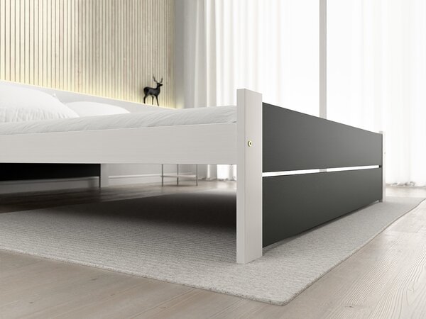 Łóżko IKAROS DOUBLE 180 x 200 cm, antracyt/biały Stelaż: Ze stelażem listwowym rolowanym elastycznym, Materac: Bez materaca