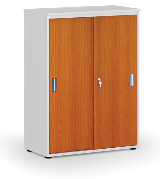 Szafa biurowa z drzwiami przesuwnymi PRIMO WHITE, 800 x 420 x 1087 mm, biały/wiśnia