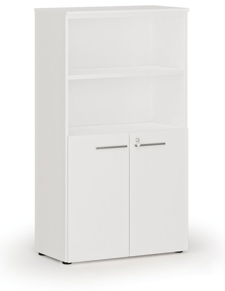 Szafa biurowa kombinowana PRIMO WHITE, drzwi na 2 poziomach, 800 x 420 x 1434 mm, biały