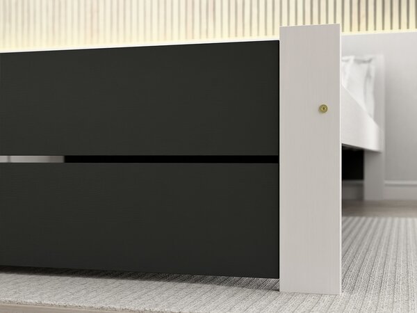 Łóżko IKAROS DOUBLE 90 x 200 cm, antracyt/biały Stelaż: Ze stelażem listwowym rolowanym elastycznym, Materac: Materac Deluxe 10 cm