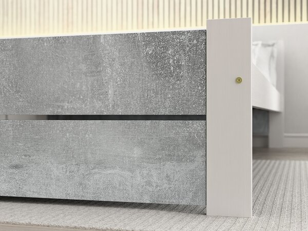 Łóżko IKAROS DOUBLE 90 x 200 cm, beton/biała Stelaż: Ze stelażem listwowym rolowanym elastycznym, Materac: Bez materaca