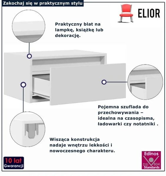 Szafka nocna z oświetleniem Led biala C8-P21