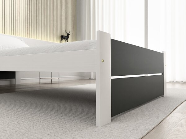 Łóżko IKAROS DOUBLE 90 x 200 cm, antracyt/biały Stelaż: Ze stelażem listwowym rolowanym elastycznym, Materac: Materac Deluxe 10 cm