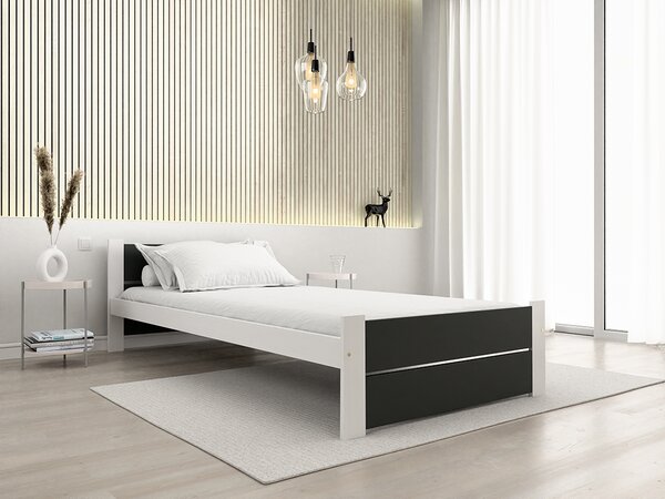Łóżko IKAROS DOUBLE 90 x 200 cm, antracyt/biały Stelaż: Ze stelażem listwowym rolowanym elastycznym, Materac: Materac Deluxe 10 cm