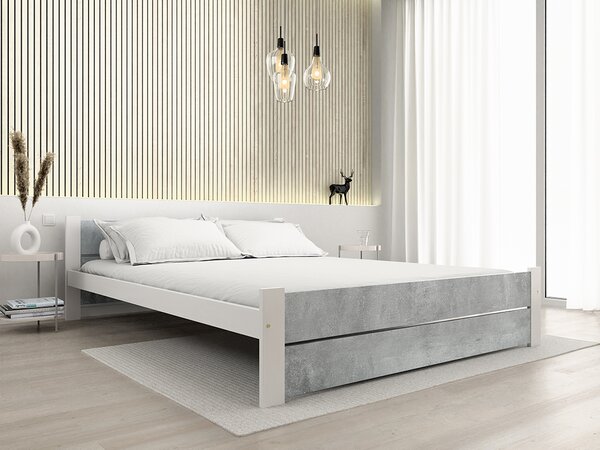 Łóżko IKAROS DOUBLE 140 x 200 cm, beton/biały Stelaż: Ze stelażem listwowym rolowanym, Materac: Bez materaca