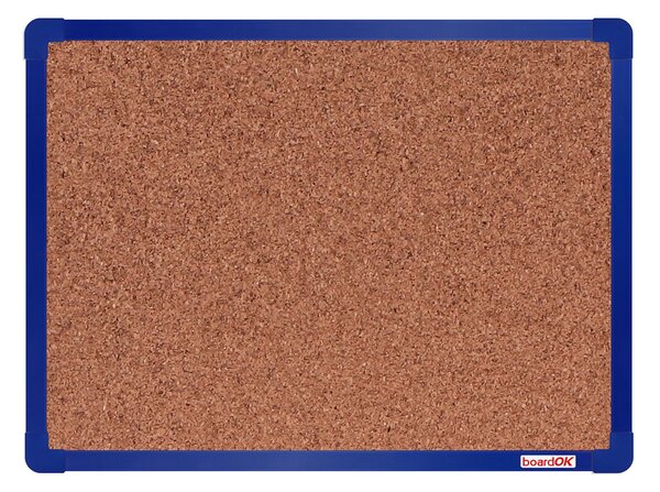 Tablica korkowa BoardOK w ramie aluminiowej, 600 x 450 mm, niebieska rama