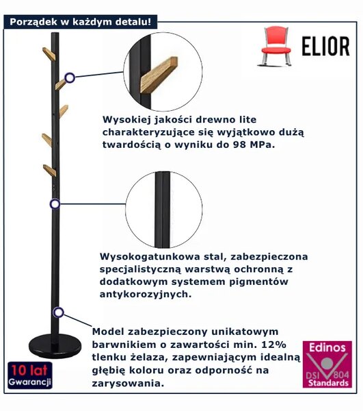 Czarny wieszak stojący na ubrania F6-K69