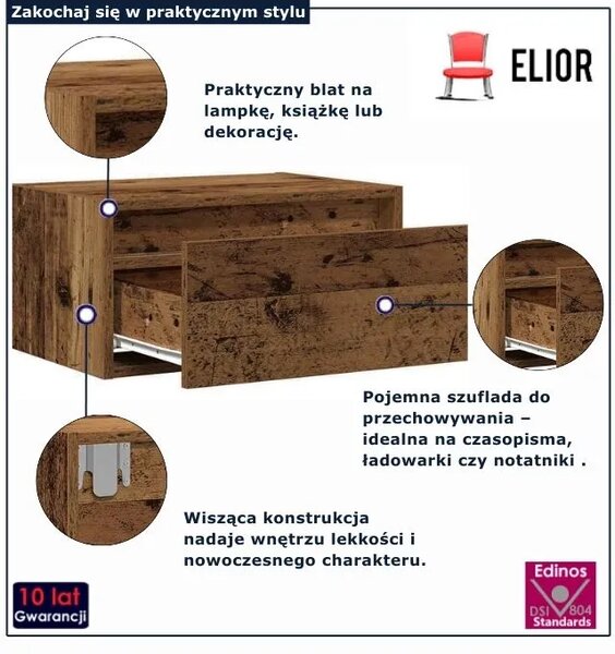 Szafka nocna stare drewno S7-P19