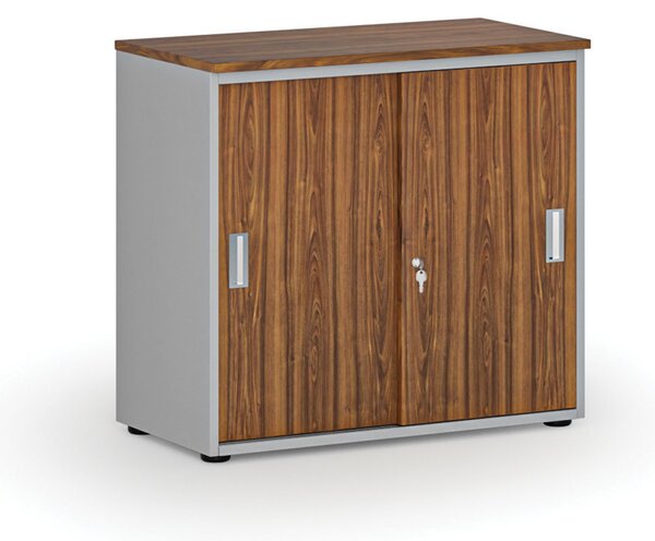 Szafa biurowa z drzwiami przesuwnymi PRIMO GRAY, 800 x 420 x 740 mm, szary/orzech