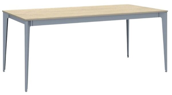 Stół konferencyjny do biura PRIMO ACTION, 180x90 cm, szaro-srebrna podstawa, dąb naturalny