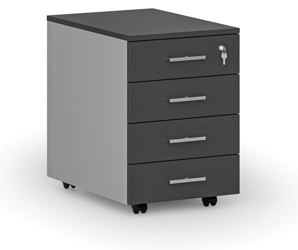 Kontenerek biurowy mobilny PRIMO GRAY, 4 szuflady, szary/grafit