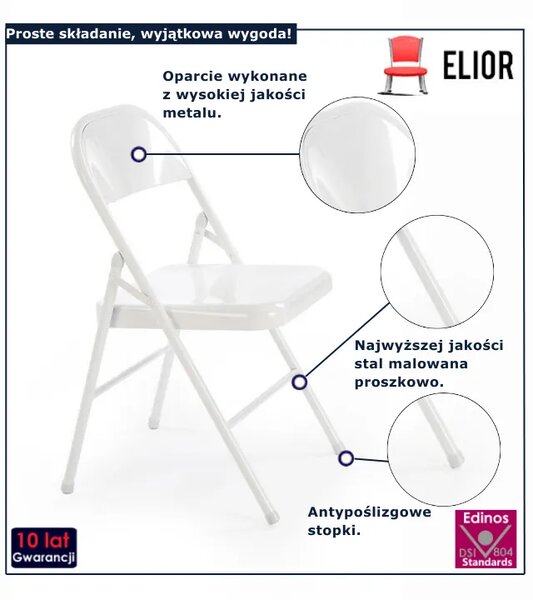 Składane białe krzesło S3-D07