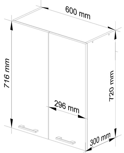Dwudrzwiowa szafka kuchenna z półkami w kolorze betonu 80 cm A9-H03