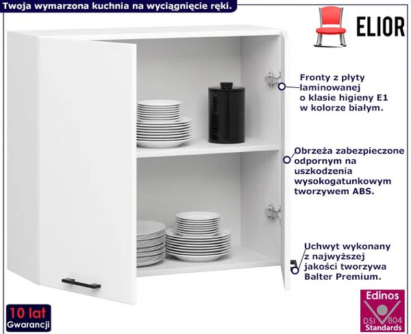 Biała górna szafka kuchenna z półkami 80 cm D5-E80