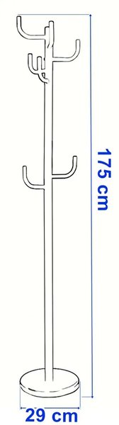 Metalowy czarny wieszak stojący 8 haczyków S2-P04