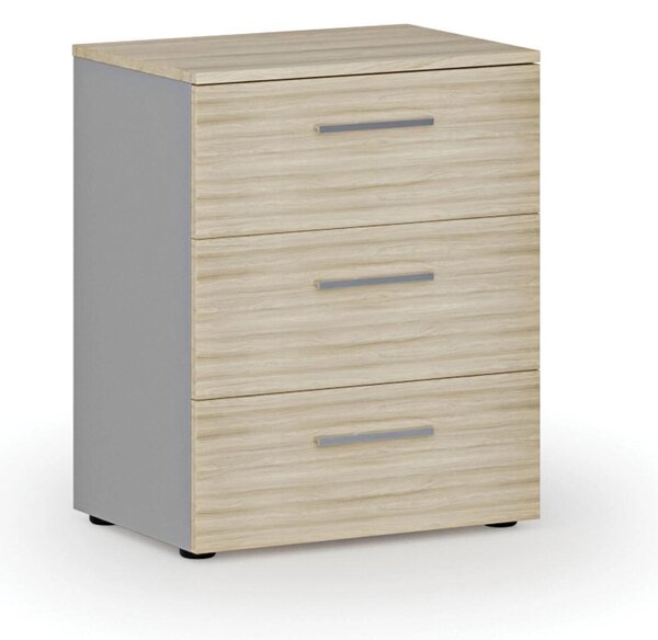 Komoda biurowa do biurka PRIMO GRAY, 740 x 600 x 420 mm, szary/dąb naturalny