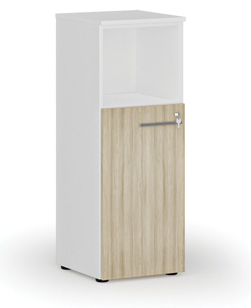 Szafa biurowa kombinowana PRIMO WHITE, 400 x 420 x 1087 mm, biały/dąb naturalny