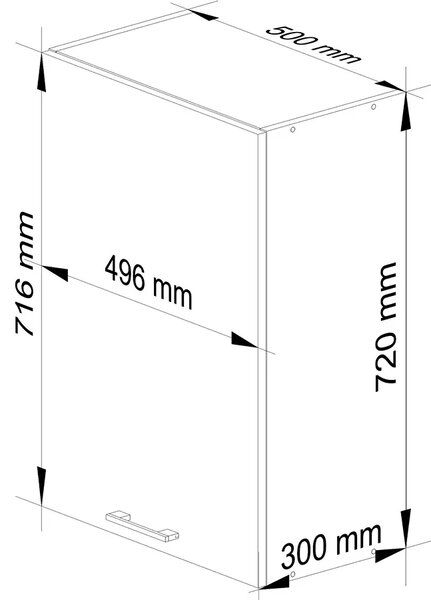 Biała minimalistyczna górna szafka kuchenna 50 cm M9-D16