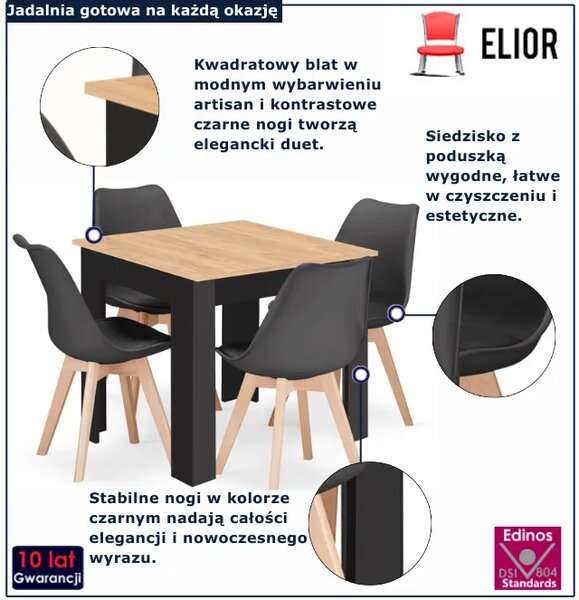 Kwadratowy stół z krzesłami F9-F66