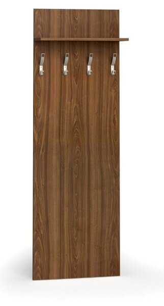 Garderoba z wieszakami PRIMO WOOD, 4 haczyki, półka, tekstura drewna pionowa, orzech