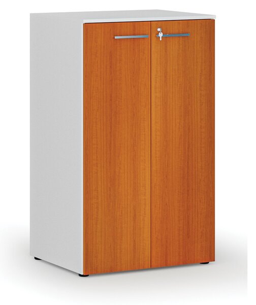 Szafa biurowa z drzwiami PRIMO WHITE, 3 półki, 800 x 640 x 1335 mm, biały/wiśnia