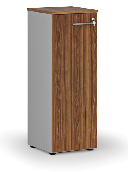 Szafa biurowa niska z drzwiami PRIMO GRAY, 400 x 420 x 1087 mm, szary/orzech