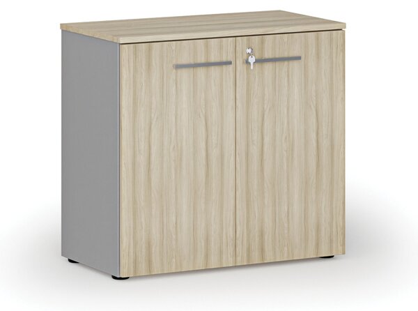Szafa biurowa z drzwiami PRIMO GRAY, 800 x 420 x 740 mm, szary/dąb naturalny