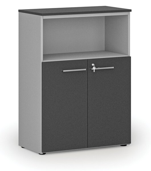 Szafa biurowa kombinowana PRIMO GRAY, 800 x 420 x 1087 mm, szary/grafit