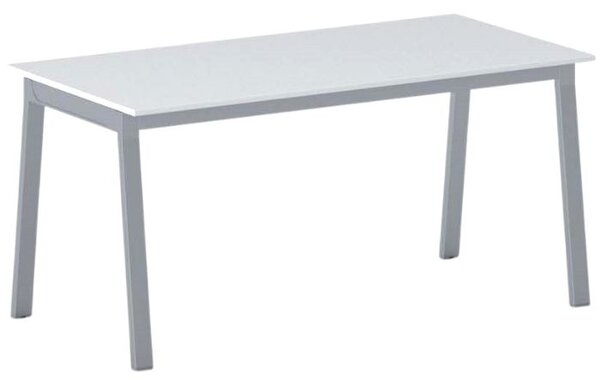 Stół konferencyjny do biura PRIMO BASIC, 160x80 cm, szaro-srebrna podstawa, biały