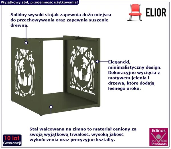 Stojak na drewno oliwkowo-zielony C0-M96