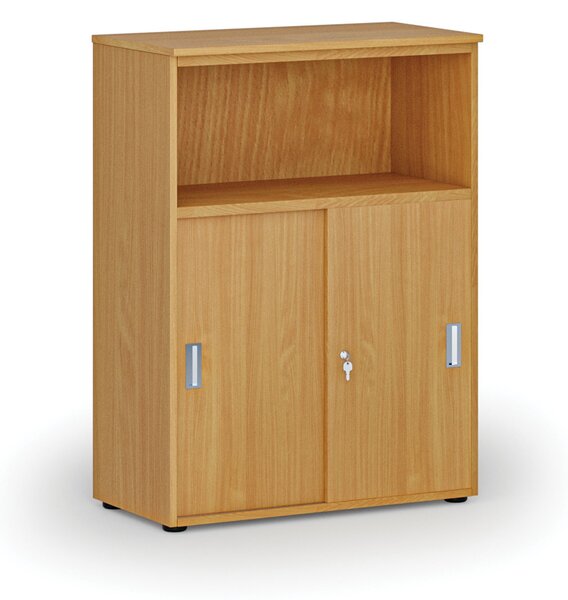 Szafa biurowa kombinowana z drzwiami przesuwnymi PRIMO WOOD, 800 x 420 x 1087 mm, buk