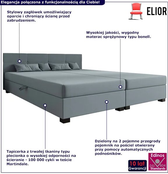 Niebieski dwuosobowy tapczan z zagłówkiem S9-F89