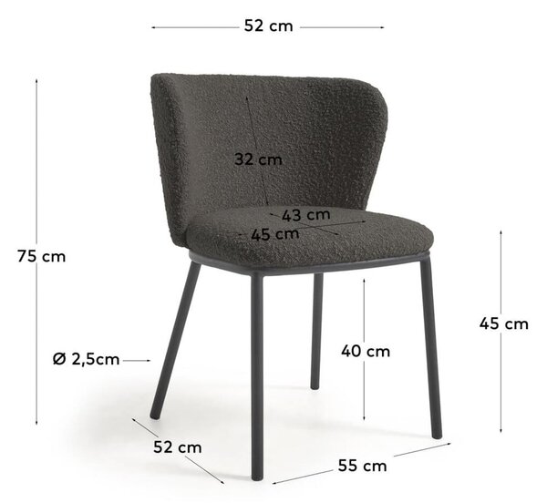 Czarny tapicerowany fotel jadalniany Ciselia – Kave Home