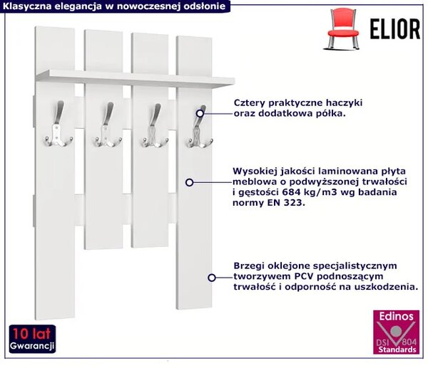 Pionowy Wieszak Biały Ścienny Do Przedpokoju C9-M07