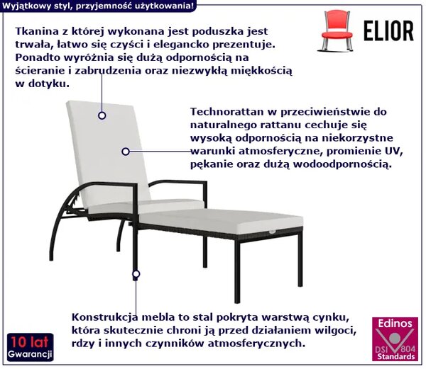 Leżak ogrodowy z podnóżkiem brązowy N3-C08