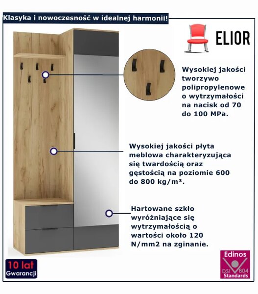 Garderoba nowoczesna dąb złoty + antracyt K6-F95