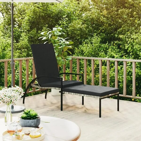 Leżak ogrodowy z podnóżkiem szary E3-B49