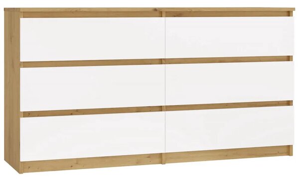 Komoda stylowa w nowoczesnym biały stylu + dąb artisan 140 cm G1-N42