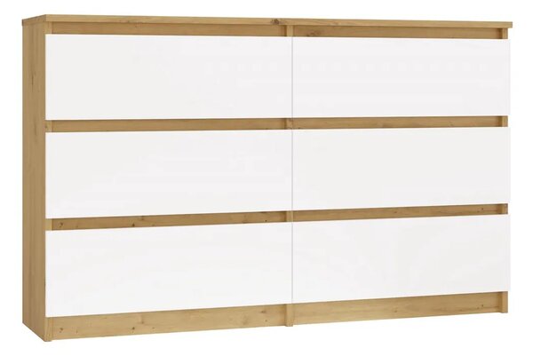 Podwójna nowoczesna komoda dąb artisan + biały H6-M59