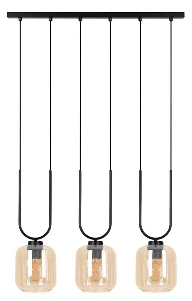 Lampa z trzema kloszami czarno-beżowa L3-B00