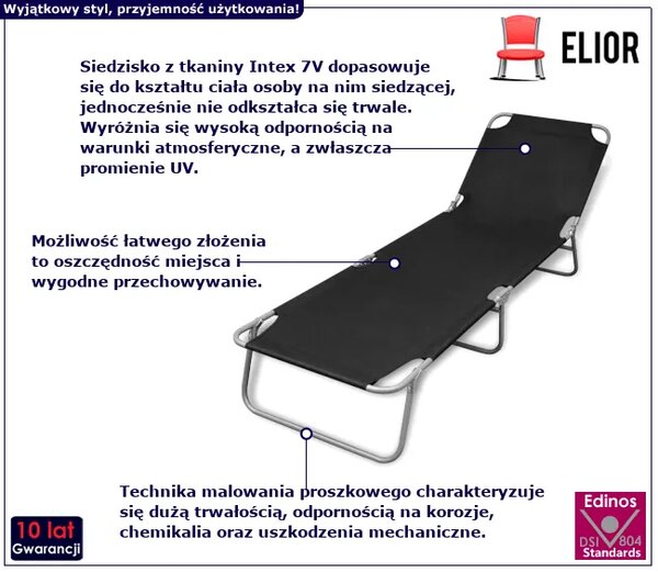 Składany leżak ogrodowy czarny K3-K23