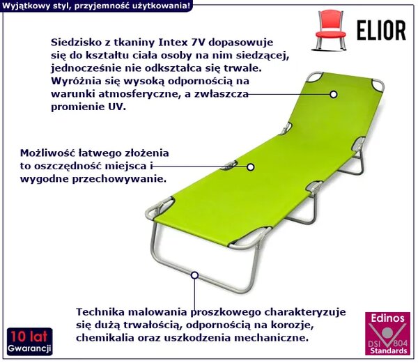 Składany leżak ogrodowy zielony E4-Z10