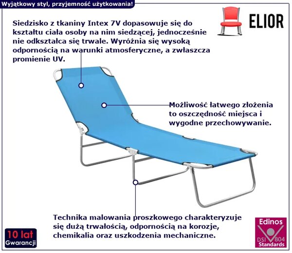 Turkusowy leżak jednoosobowy B8-P24